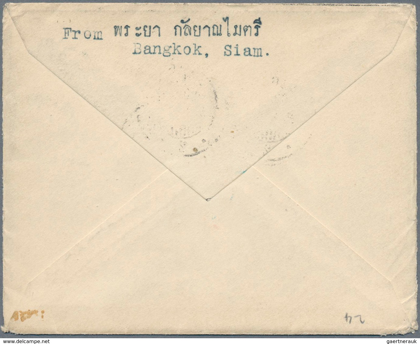 09950 Thailand: 1912 Double-weight Mourning Cover From Bangkok (26.1.12) To Chicago, Ill., USA, Franked 19 - Thailand
