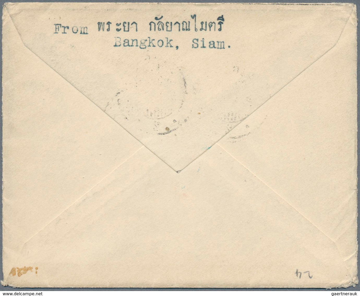 09950 Thailand: 1912 Double-weight Mourning Cover From Bangkok (26.1.12) To Chicago, Ill., USA, Franked 19 - Thaïlande