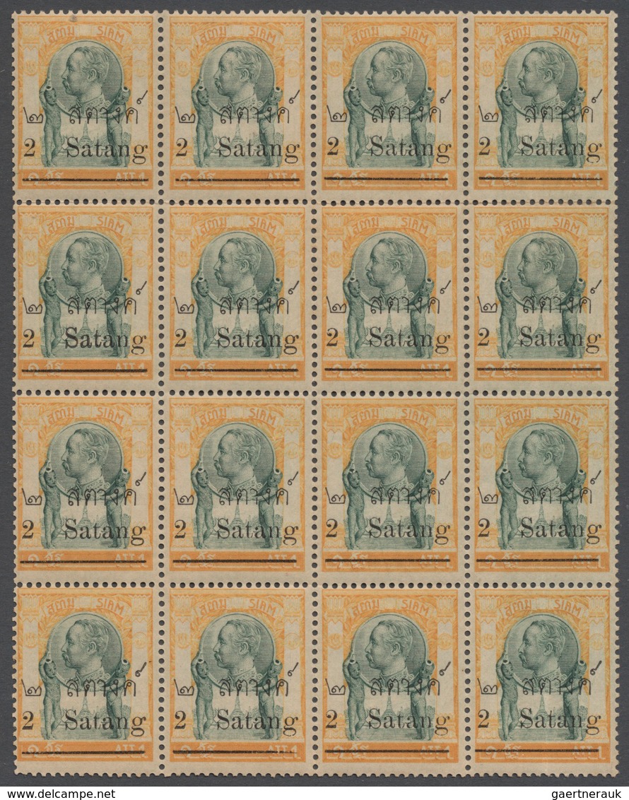 09951 Thailand: 1915, King Chulalongkorn, Wat Jang 2 S. On 1 A., A Block Of 16 (4x4), Mint Never Hinged MN - Thailand