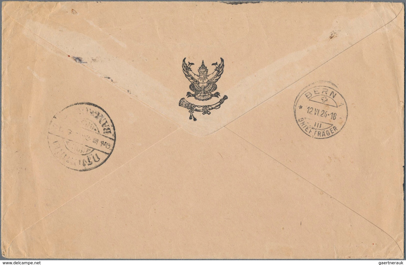 09956 Thailand: 1925-27 Two 'On Post & Telegraph Service' Official Mourning Envelopes From Bangkok To Bern - Thailand