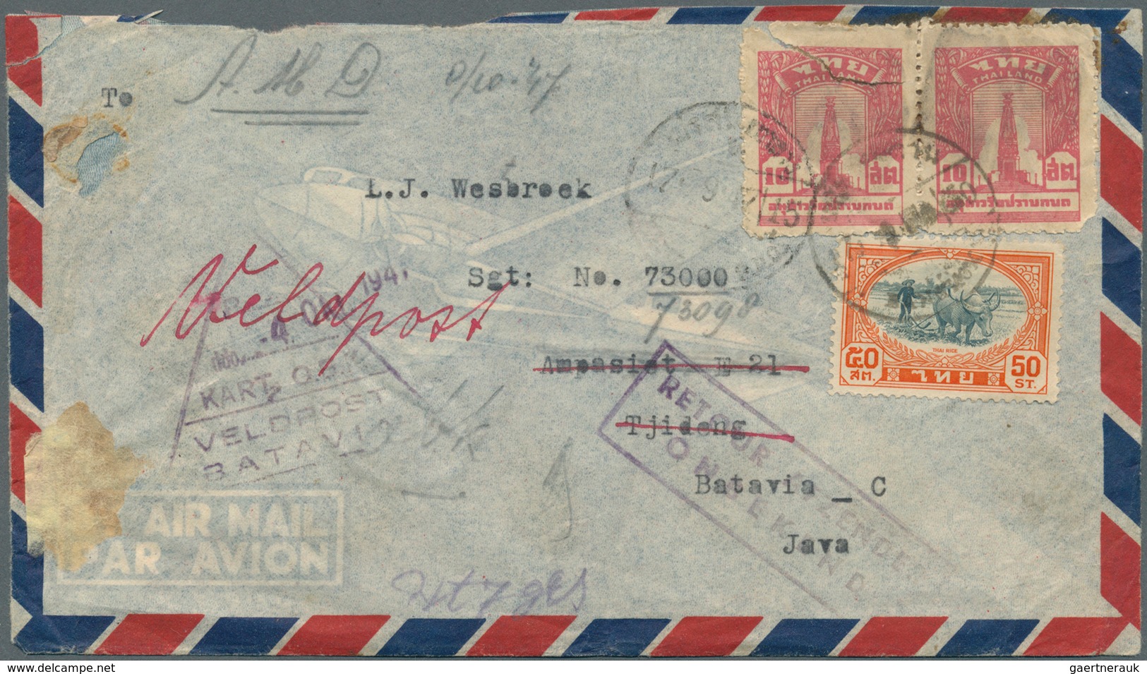 09957 Thailand: 1925/1958 MISSENT And REDIRECTED MAIL: Three Uncommon And Curious Covers From And To Siam, - Thailand