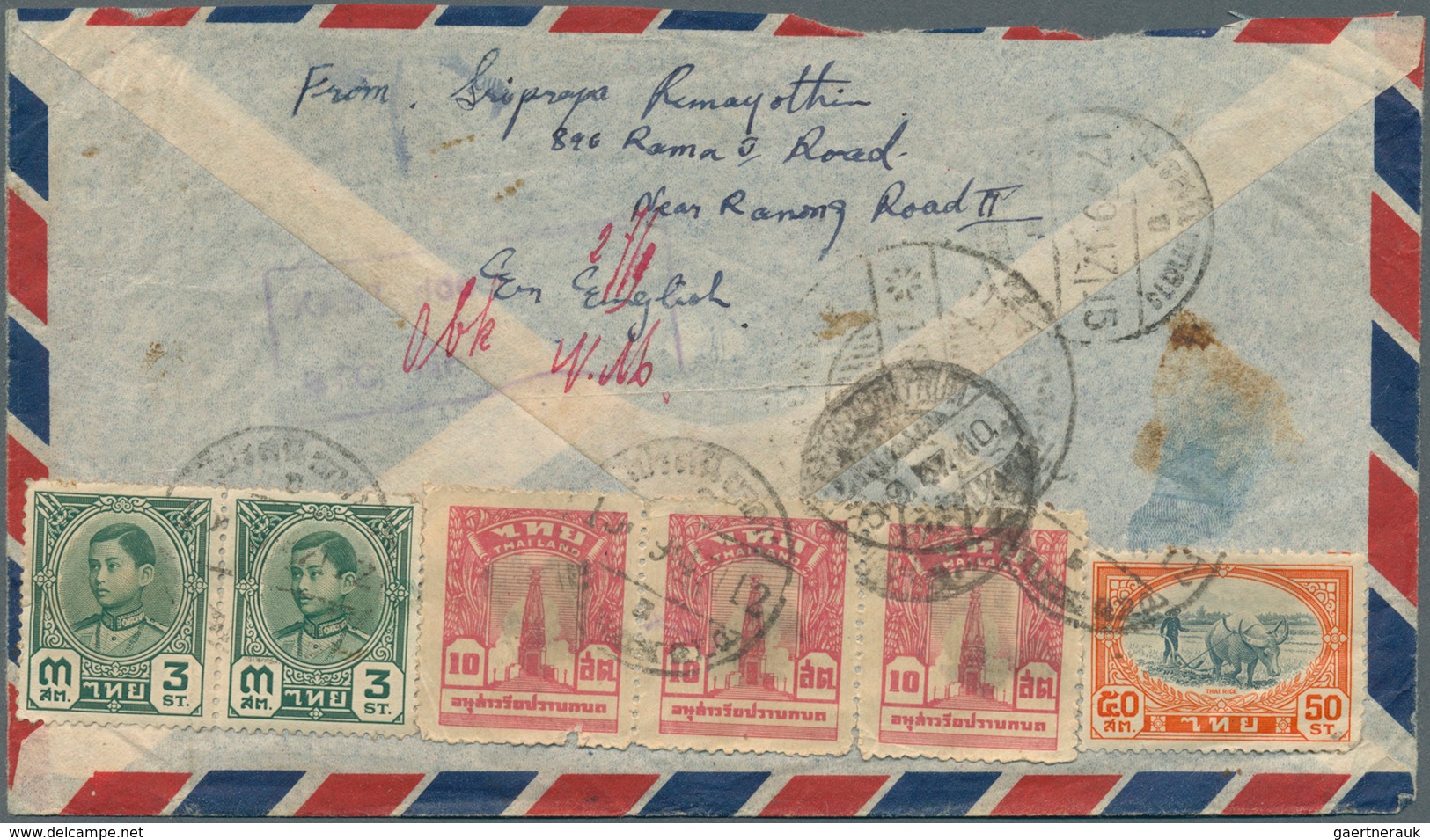 09957 Thailand: 1925/1958 MISSENT And REDIRECTED MAIL: Three Uncommon And Curious Covers From And To Siam, - Thaïlande