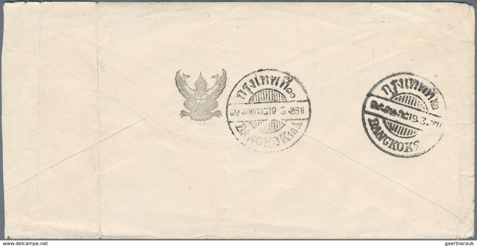 09959 Thailand: 1926/1929 Two Domestic Mourning Covers, With 1926 Cover From Samudasagor To Bangkok Franke - Thaïlande