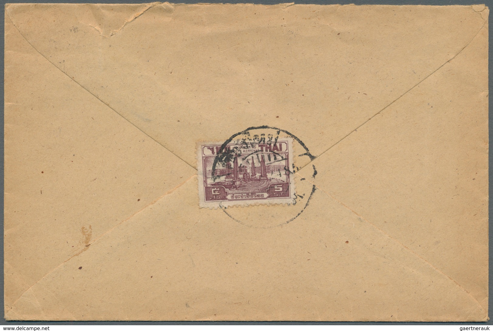 09963 Thailand: 1945. Envelope (tears) Headed 'Thye Peng Hotel, Chiengmai' Addressed To Panakon Bearing SG - Thailand