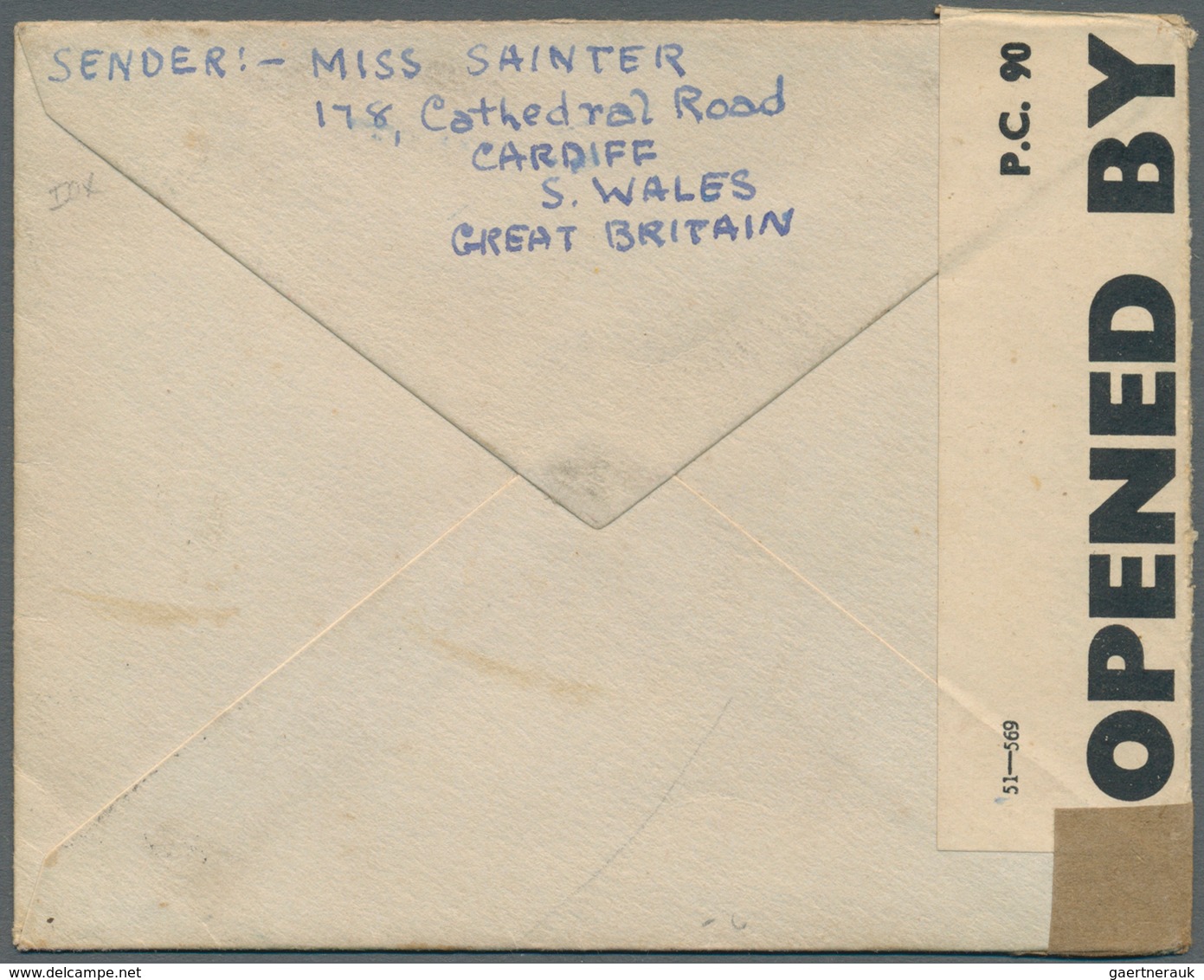 10023 Thailand - Besonderheiten: 1942. Prisoner Of War Mail Envelope Written From Cardiff With 'Opened By - Thaïlande