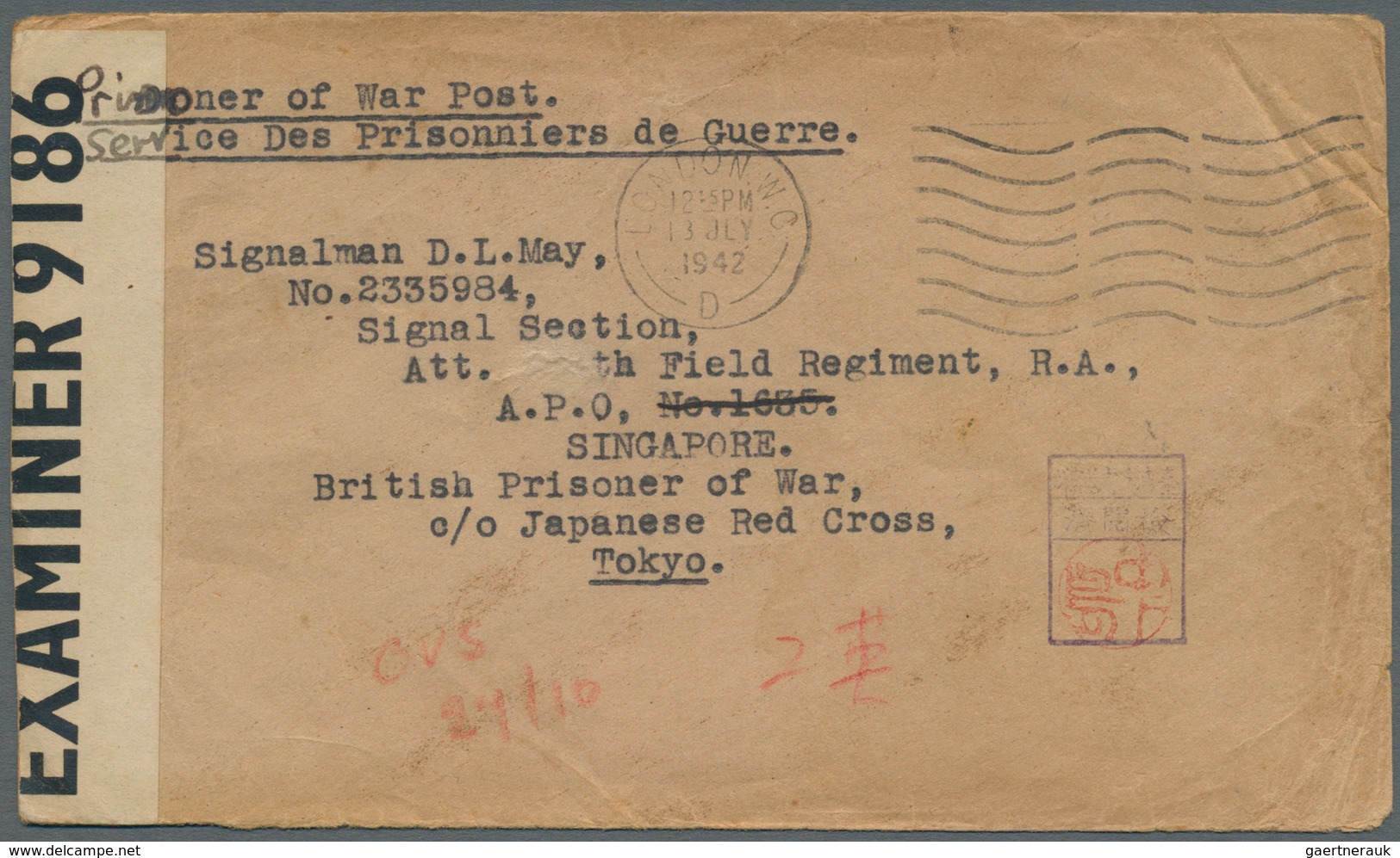 10024 Thailand - Besonderheiten: 1942. Prisoner Of War Envelope Written From London With Censor Label Addr - Thailand