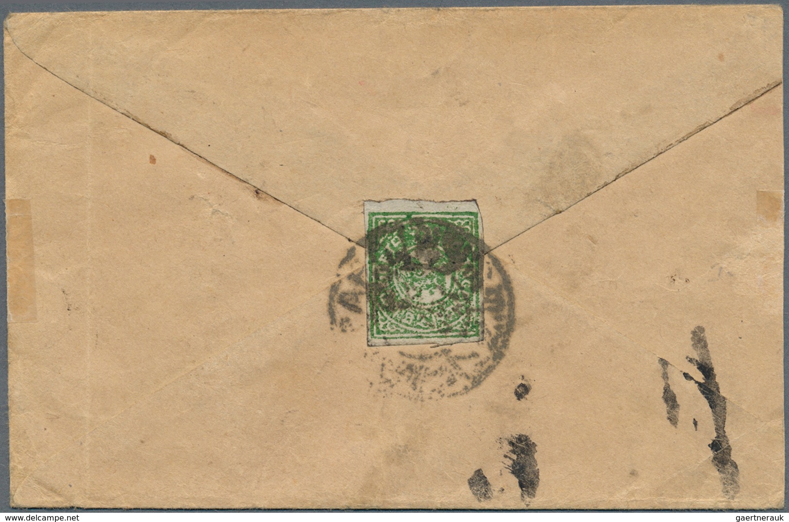 10026 Tibet: 1912, 1/6 T. Dull Emerald Tied "LHASSA P.O." (32 Mm, Wang Type V) To Reverse Of Inland Cover. - Sonstige - Asien