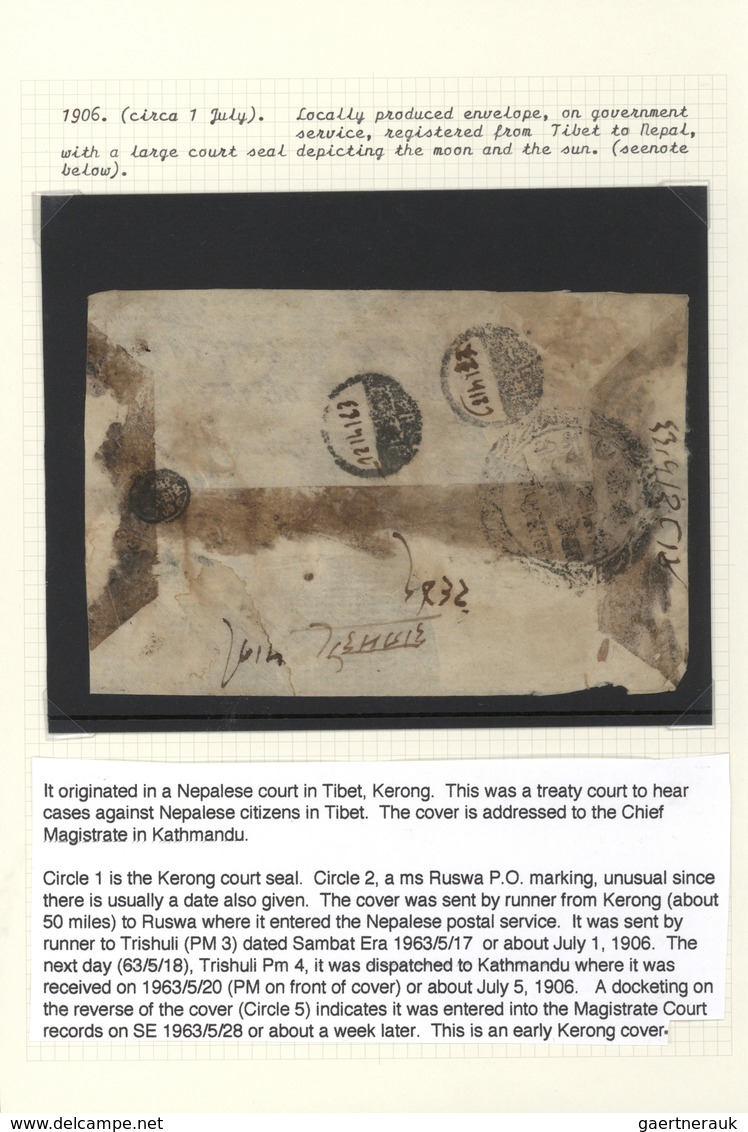 10028 Tibet: 1906, Kerong: Envelope On Government Service Registered From Tibet To Nepal With Large Court - Sonstige - Asien