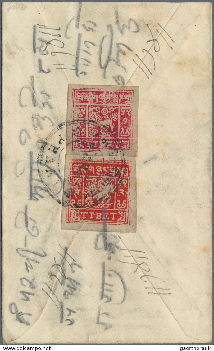 10032 Tibet: 1933, 1 T. Rose-carmine With 2 T. Red Tied Large Bilingual ''PHARI`` To Reverse Of Inland Cover - Autres - Asie