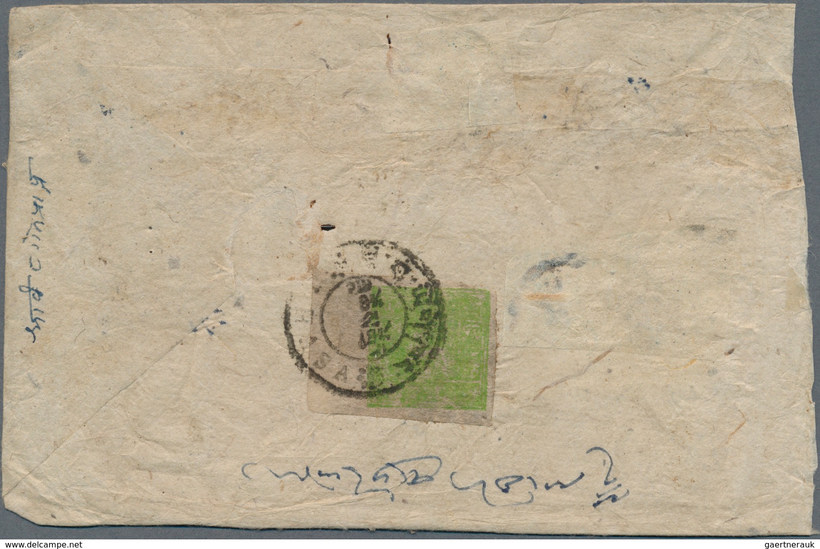 10033 Tibet: 1933/50, Two Inland Covers: 4 T. Emerald Tied "GYANTSE" Resp. 4 T. Yellowish Green, A Left Ma - Autres - Asie