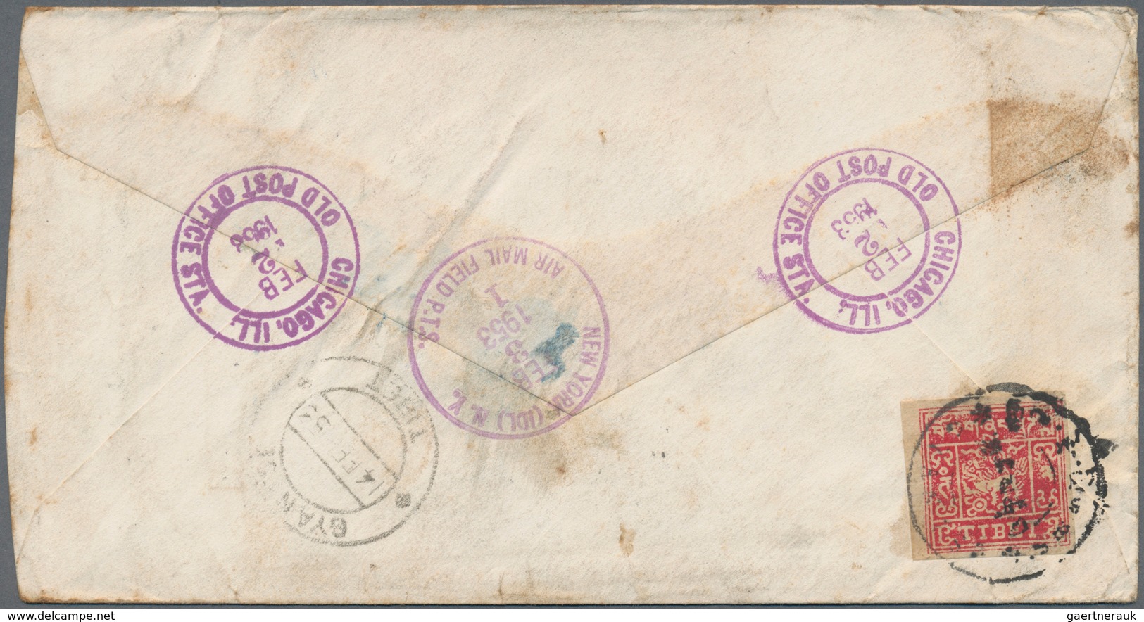 10036 Tibet: 1953: Two Airmail Covers From Woodstock, VT, USA To Gyantse, Tibet Franked At Arrival By Righ - Sonstige - Asien