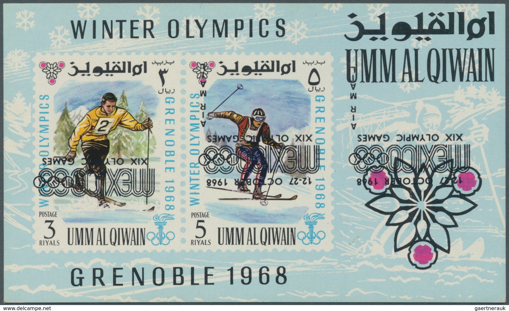 10040 Umm Al Qaiwain: 1968/1969, Olympic Winter Games (Grenoble/Sapporo), Two Souvenir Sheets With Inverte - Umm Al-Qaiwain