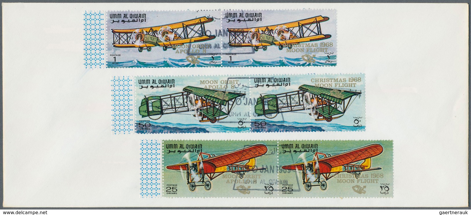 10044 Umm Al Qaiwain: 1969, "MOON ORBIT/APOLLO 8" - "CHRISTMAS 1968/MOON FLIGHT" Overprints On 1968 "Histo - Umm Al-Qiwain