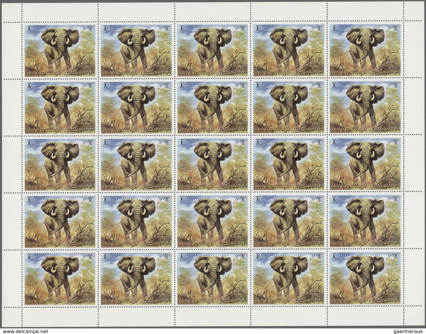 10049 Umm Al Qaiwain: 1971, Wild Animals, 10dh. To 5r., Complete Set Of Five Values Perf./imperf., Sheets - Umm Al-Qiwain