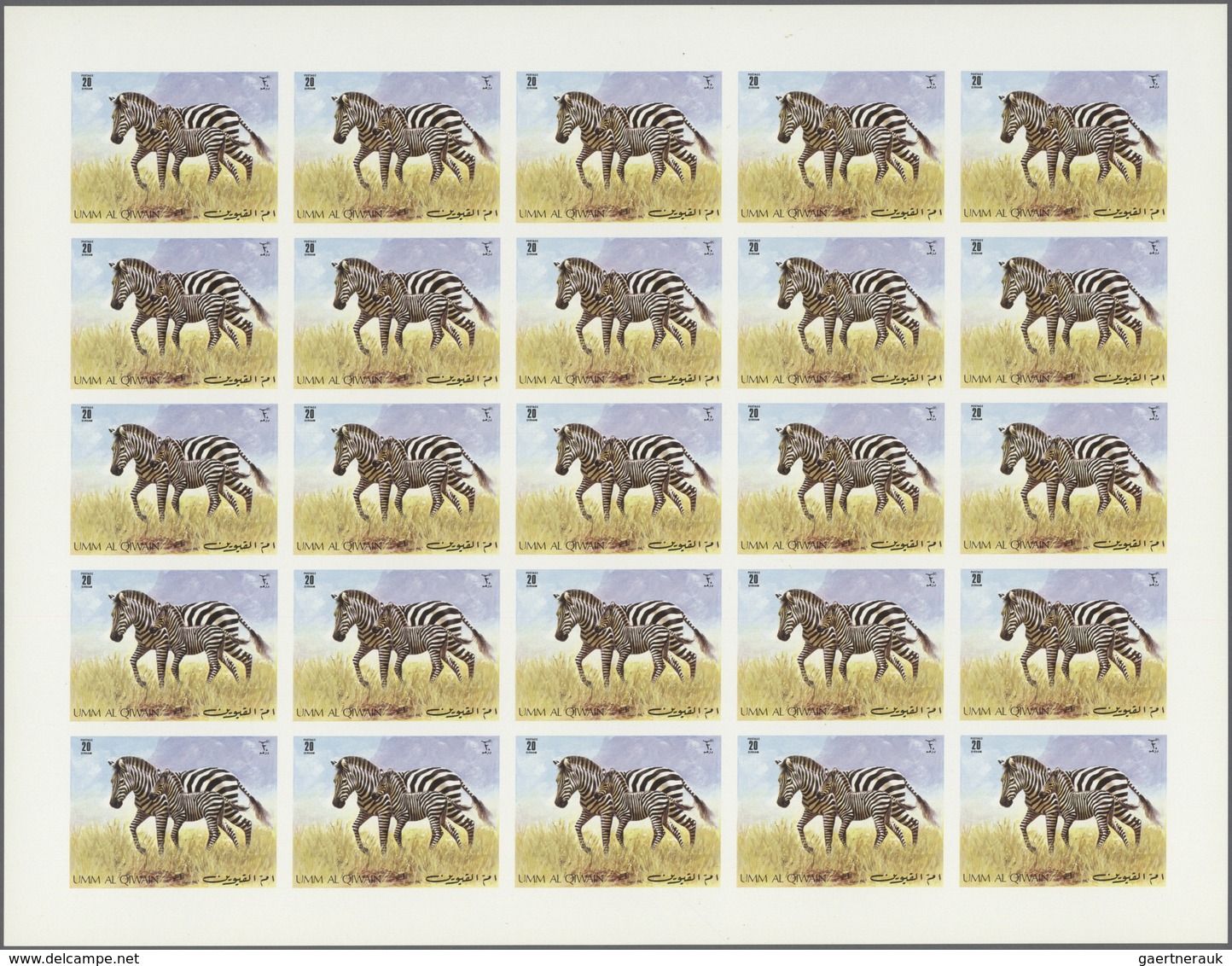 10049 Umm al Qaiwain: 1971, Wild Animals, 10dh. to 5r., complete set of five values perf./imperf., sheets