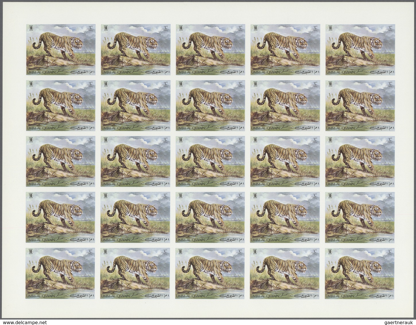 10049 Umm al Qaiwain: 1971, Wild Animals, 10dh. to 5r., complete set of five values perf./imperf., sheets