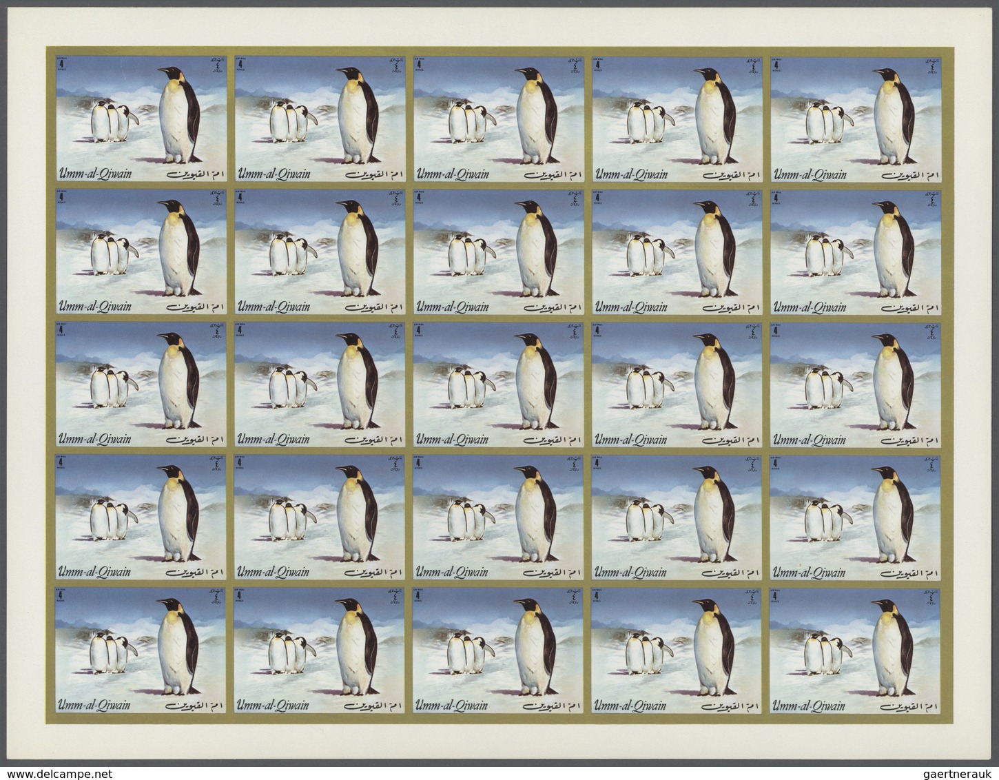 10050 Umm Al Qaiwain: 1971, Penguins (Antarctic), 5dh. To 4r., Complete Set Of Six Values Perf./imperf., S - Umm Al-Qiwain