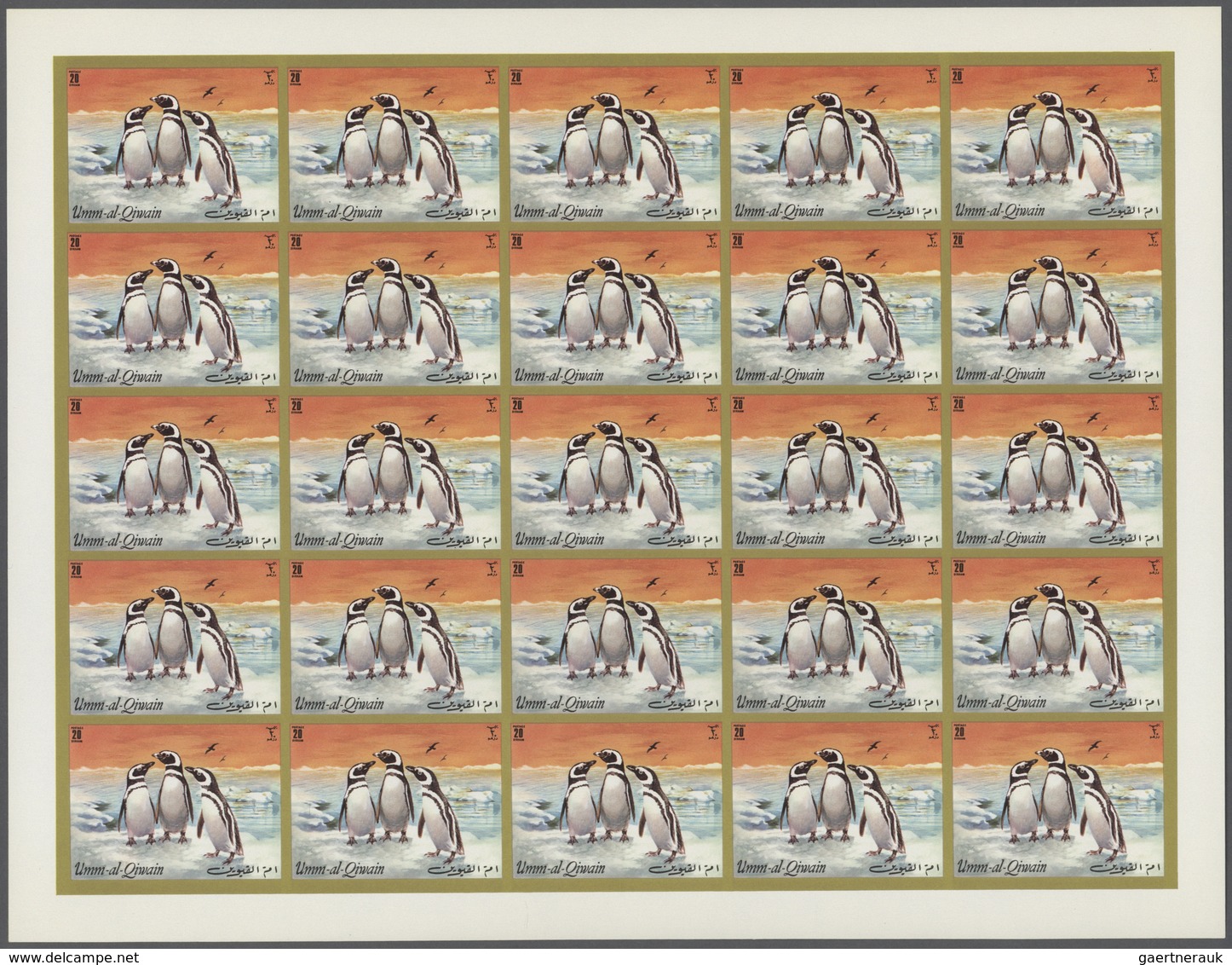 10050 Umm Al Qaiwain: 1971, Penguins (Antarctic), 5dh. To 4r., Complete Set Of Six Values Perf./imperf., S - Umm Al-Qiwain