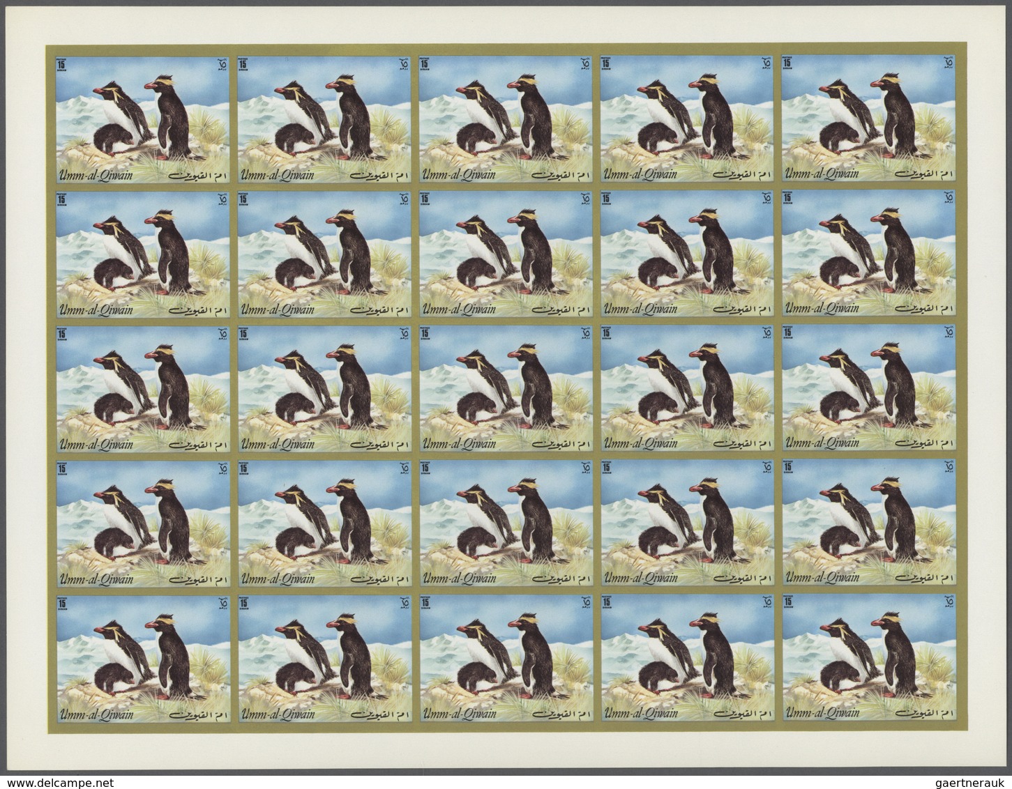 10050 Umm al Qaiwain: 1971, Penguins (Antarctic), 5dh. to 4r., complete set of six values perf./imperf., s