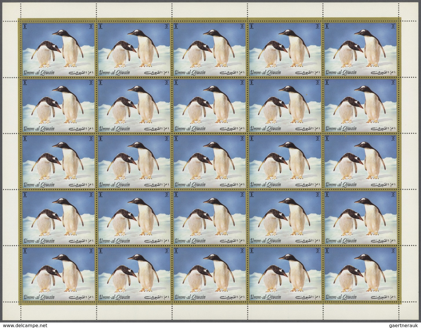 10050 Umm al Qaiwain: 1971, Penguins (Antarctic), 5dh. to 4r., complete set of six values perf./imperf., s