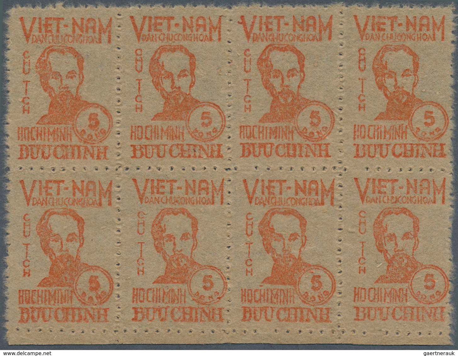 10056 Vietnam-Nord (1945-1975): 1948/1956. Ho-Chi-Minh. Lot Of 3 Blocks Of 8. Without Gum As Issued. - Vietnam