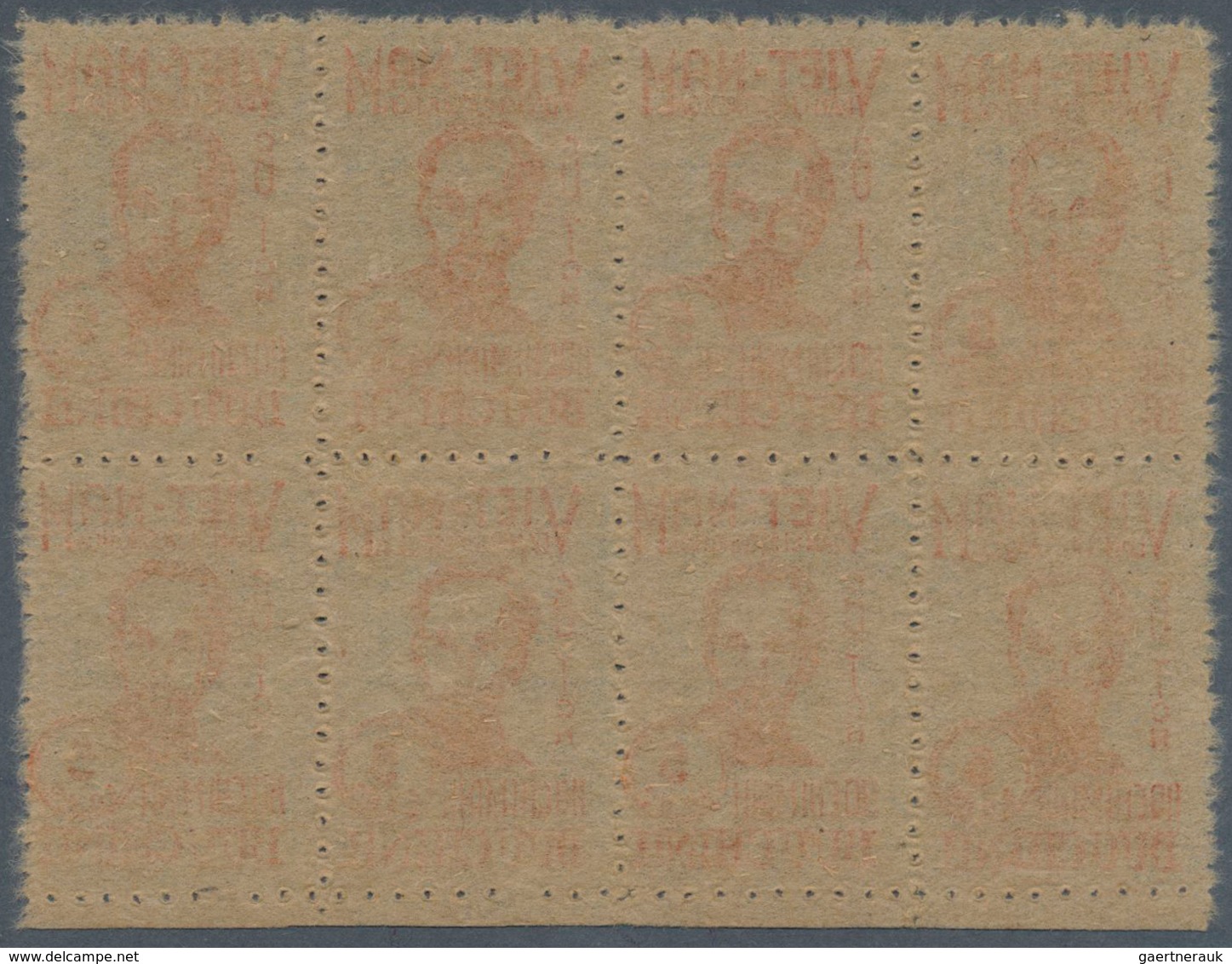 10056 Vietnam-Nord (1945-1975): 1948/1956. Ho-Chi-Minh. Lot Of 3 Blocks Of 8. Without Gum As Issued. - Vietnam