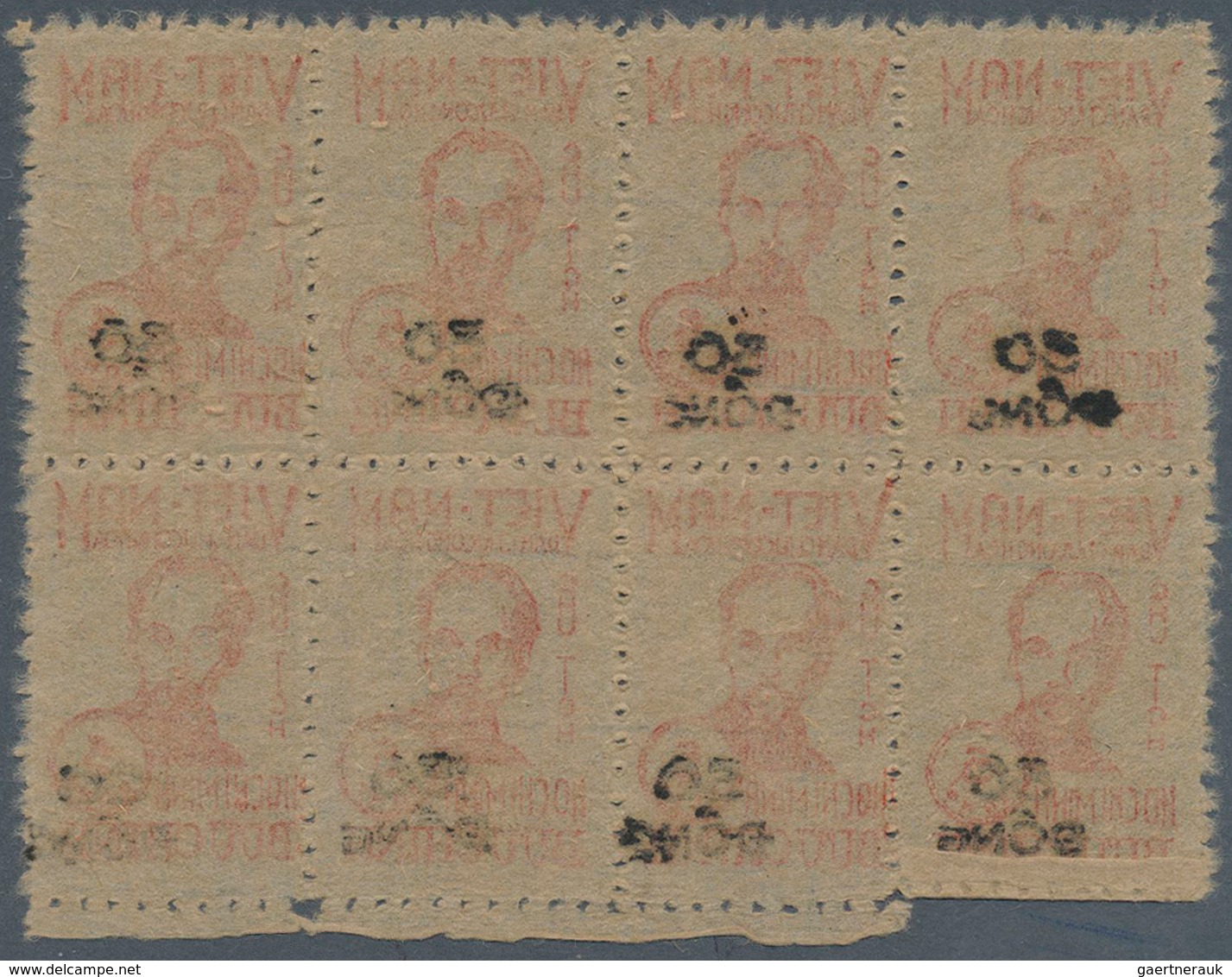 10056 Vietnam-Nord (1945-1975): 1948/1956. Ho-Chi-Minh. Lot Of 3 Blocks Of 8. Without Gum As Issued. - Vietnam