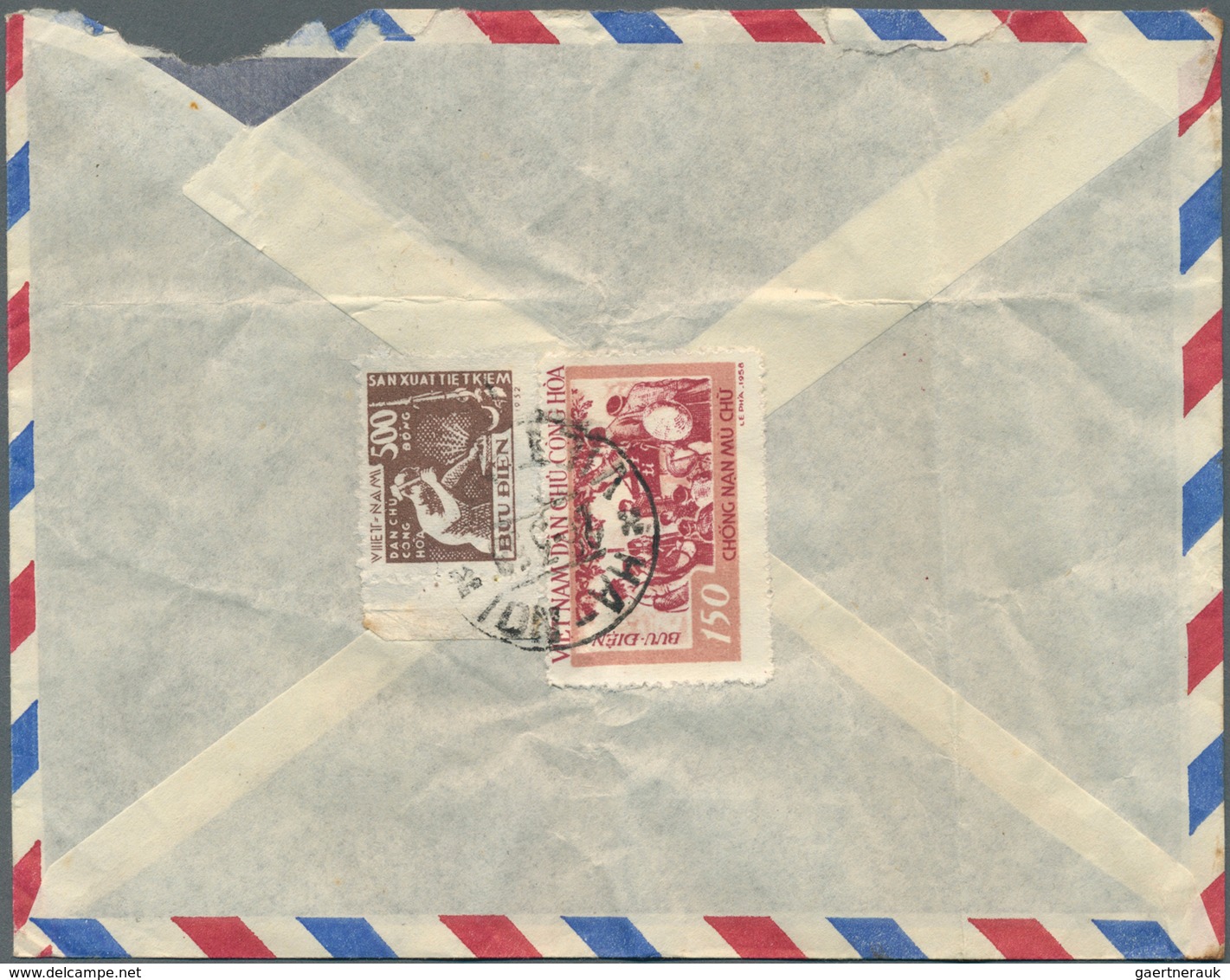 10059 Vietnam-Nord (1945-1975): 1958. Airmail Letter With Named Franking (on The Reverse) Via "Berlin" Fro - Viêt-Nam