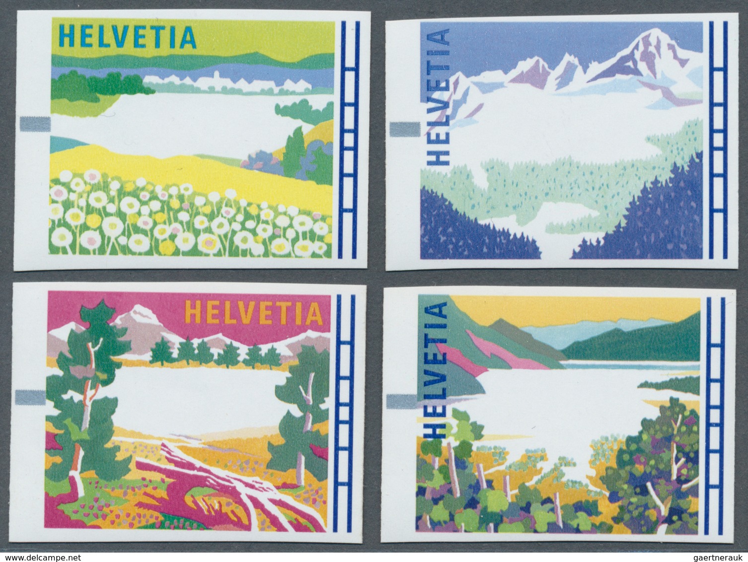 10102 Thematik: Alpen / Alps: 1996, Switzerland Machine Labels, "Swiss Countryside During The Seasons", Al - Non Classés