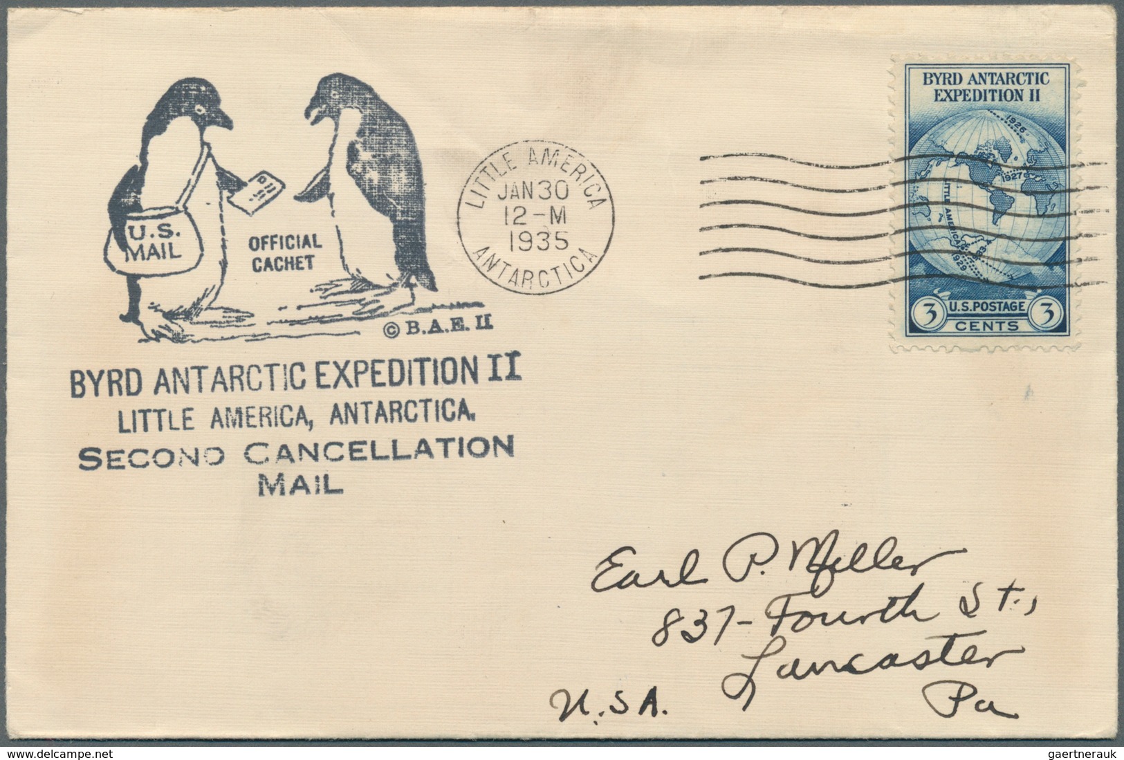 10125 Thematik: Antarktis / Antarctic: 1935, USA, 2nd BYRD EXPEDITION, Group Of Three Entires Sent From "L - Autres & Non Classés