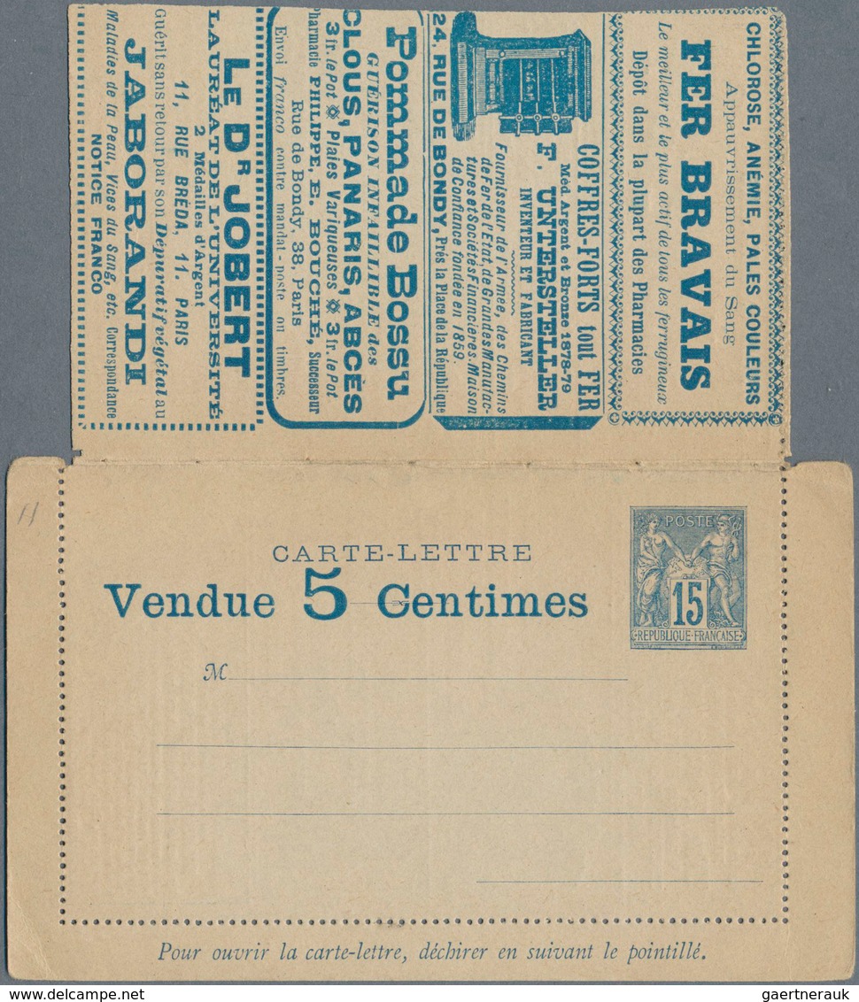 10128 Thematik: Anzeigenganzsachen / Advertising Postal Stationery: 1887, France. Advertising Letter Card - Non Classés