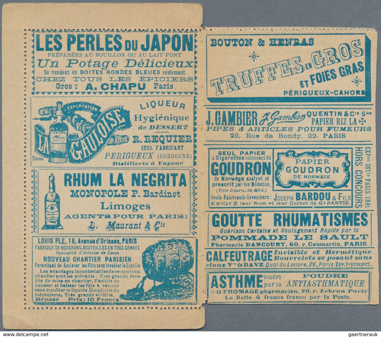 10128 Thematik: Anzeigenganzsachen / Advertising Postal Stationery: 1887, France. Advertising Letter Card - Non Classés