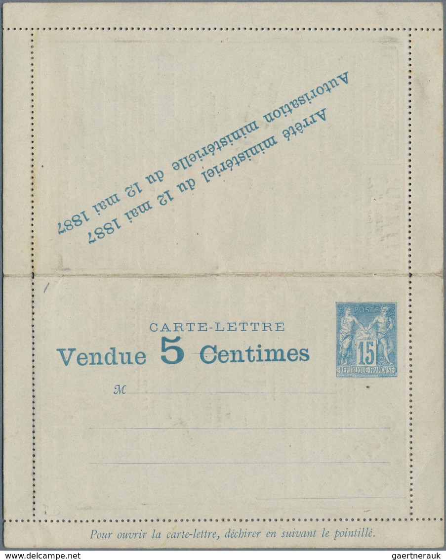 10129 Thematik: Anzeigenganzsachen / Advertising Postal Stationery: 1887, France. Advertising Letter Card - Ohne Zuordnung