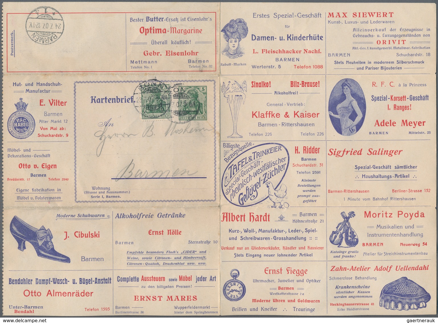 10136A Thematik: Anzeigenganzsachen / Advertising Postal Stationery: 1907, German Reich. Advertising Letter - Ohne Zuordnung