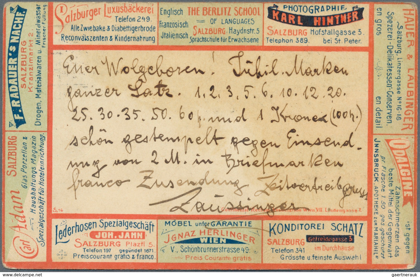 10137 Thematik: Anzeigenganzsachen / Advertising Postal Stationery: 1908, Austria. Colored Advertising Pos - Ohne Zuordnung