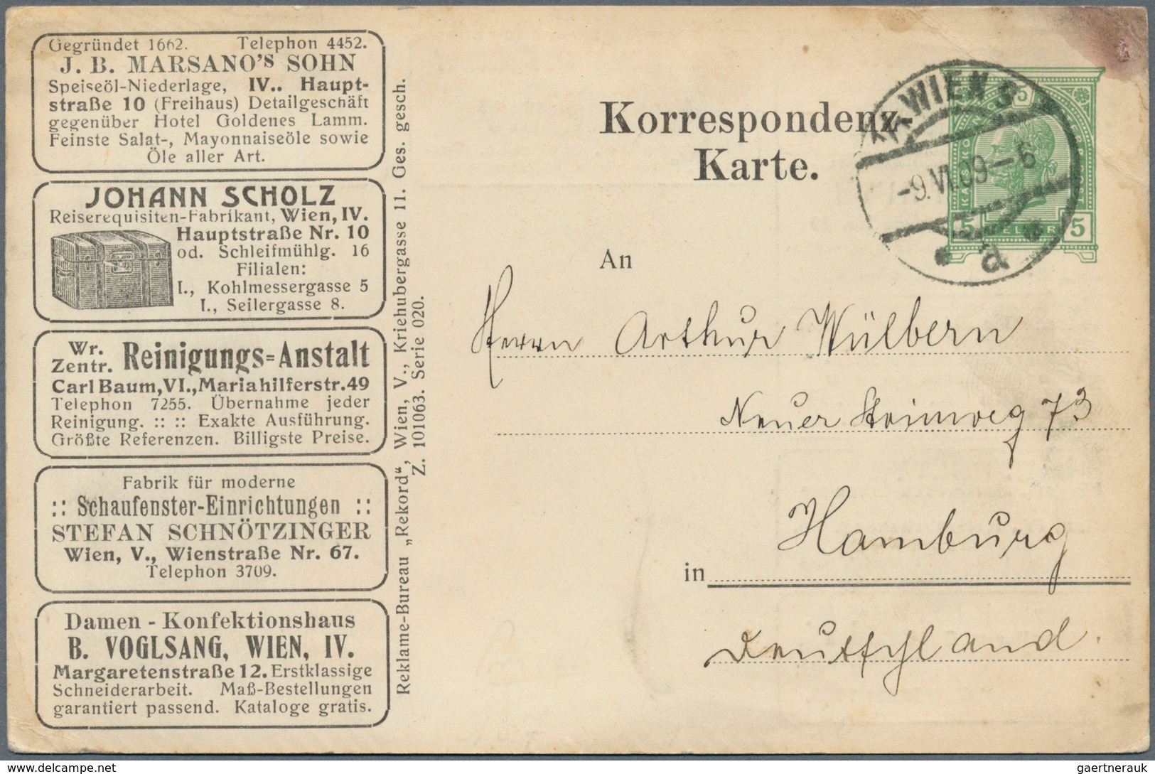 10138 Thematik: Anzeigenganzsachen / Advertising Postal Stationery: 1909, Austria. Advertising Postcard 5h - Ohne Zuordnung