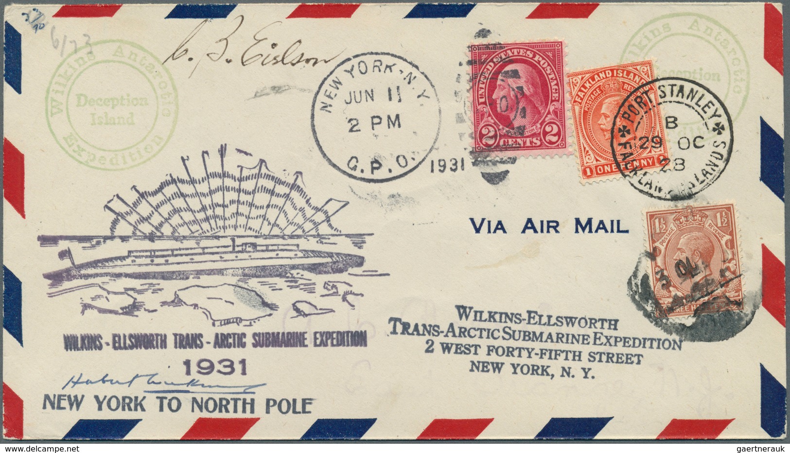 10164 Thematik: Arktis & Antarktis / Arctic & Antarctic: 1928,1931, Cover Commemorating The First Flight I - Autres & Non Classés