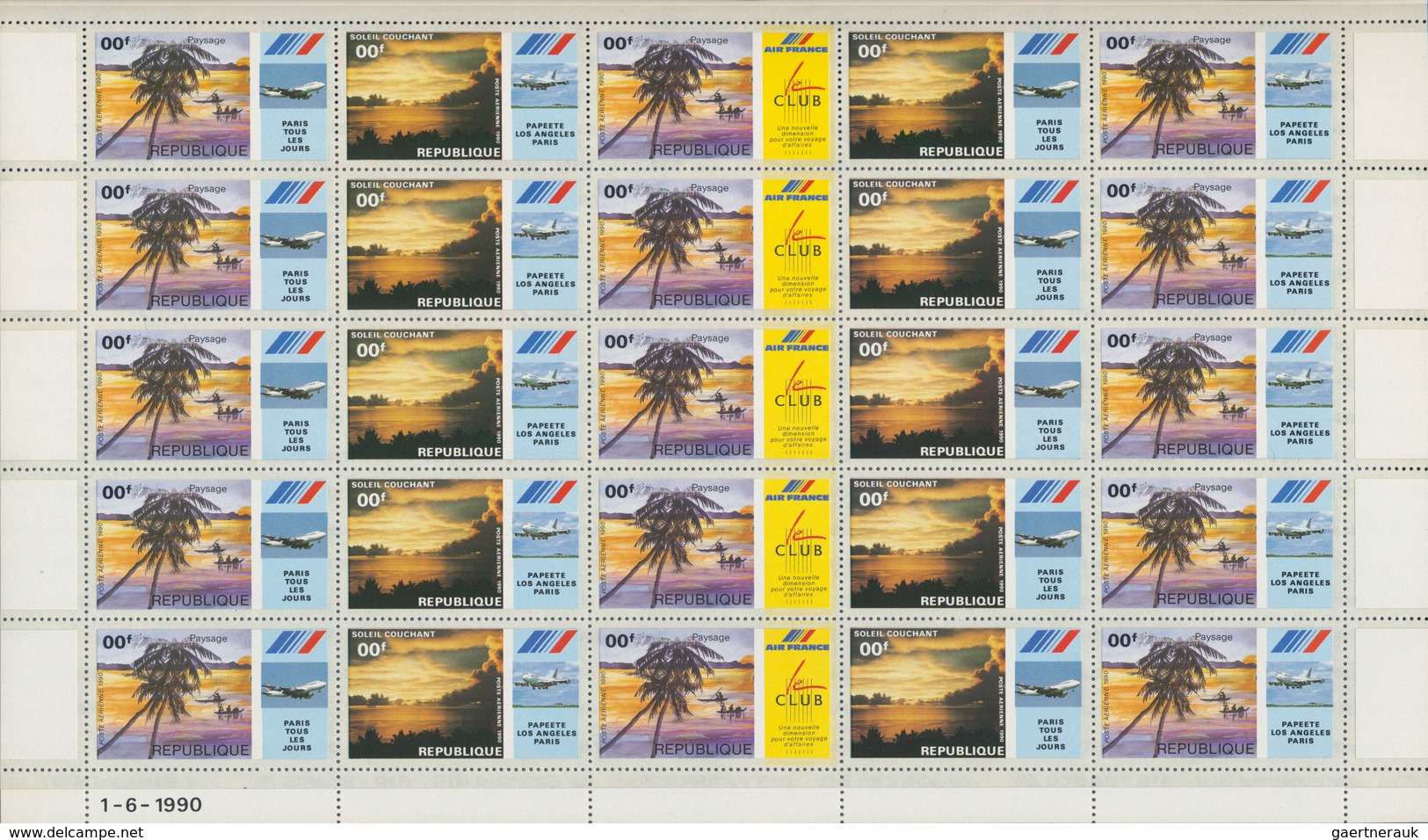 10175 Thematik: Bäume-Palmen / Trees-palms: 1990, FRENCH POLYNESIA: Two Different Self-adhesive PROOF Stam - Bäume