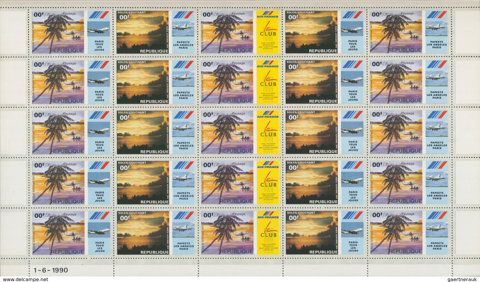 10175 Thematik: Bäume-Palmen / Trees-palms: 1990, FRENCH POLYNESIA: Two Different Self-adhesive PROOF Stam - Arbres