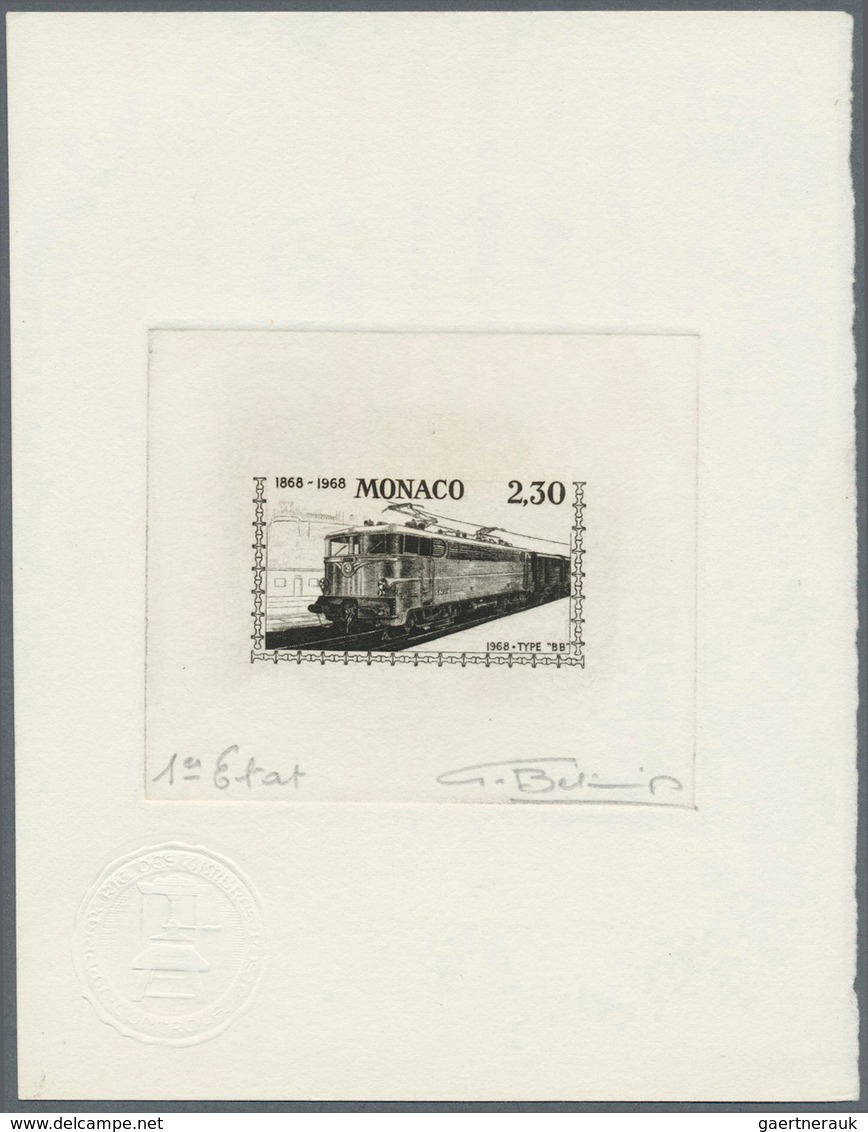 10195 Thematik: Eisenbahn / Railway: 1968, Monaco. Lot Of 6 Épreuves D'artiste Signée For The Complete Set - Eisenbahnen