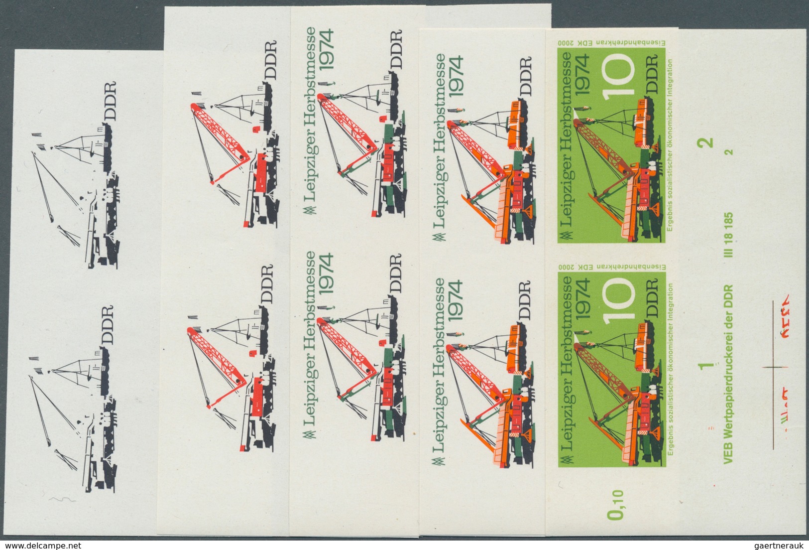 10197 Thematik: Eisenbahn / Railway: 1974, GDR. Progressive Proof (5 Phases Inclusive Final Phase), Is To - Trains