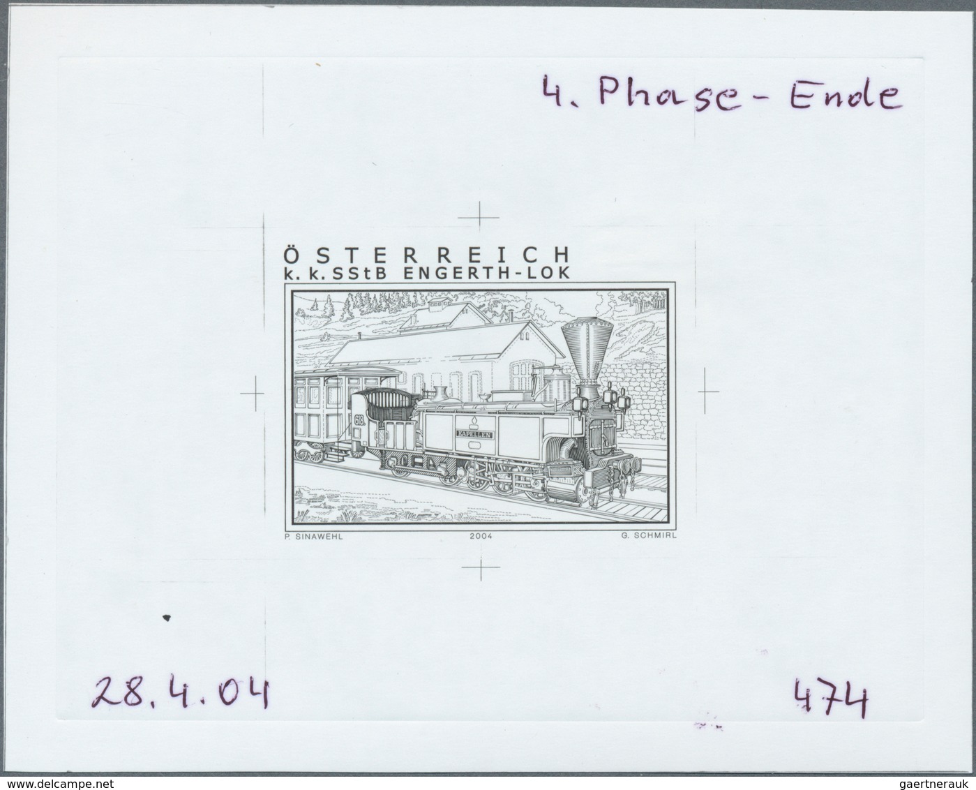 10203 Thematik: Eisenbahn / Railway: 2004, Austria. Proof In Black (marked As 4th Phase/End) For The "Rail - Eisenbahnen