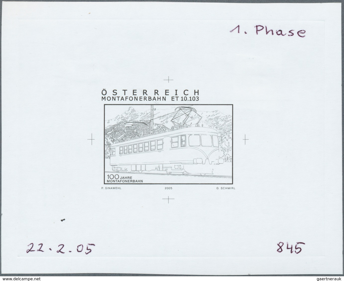 10204 Thematik: Eisenbahn / Railway: 2005, Austria. Proof In Black (marked As 1th Phase) For The "Railways - Treni