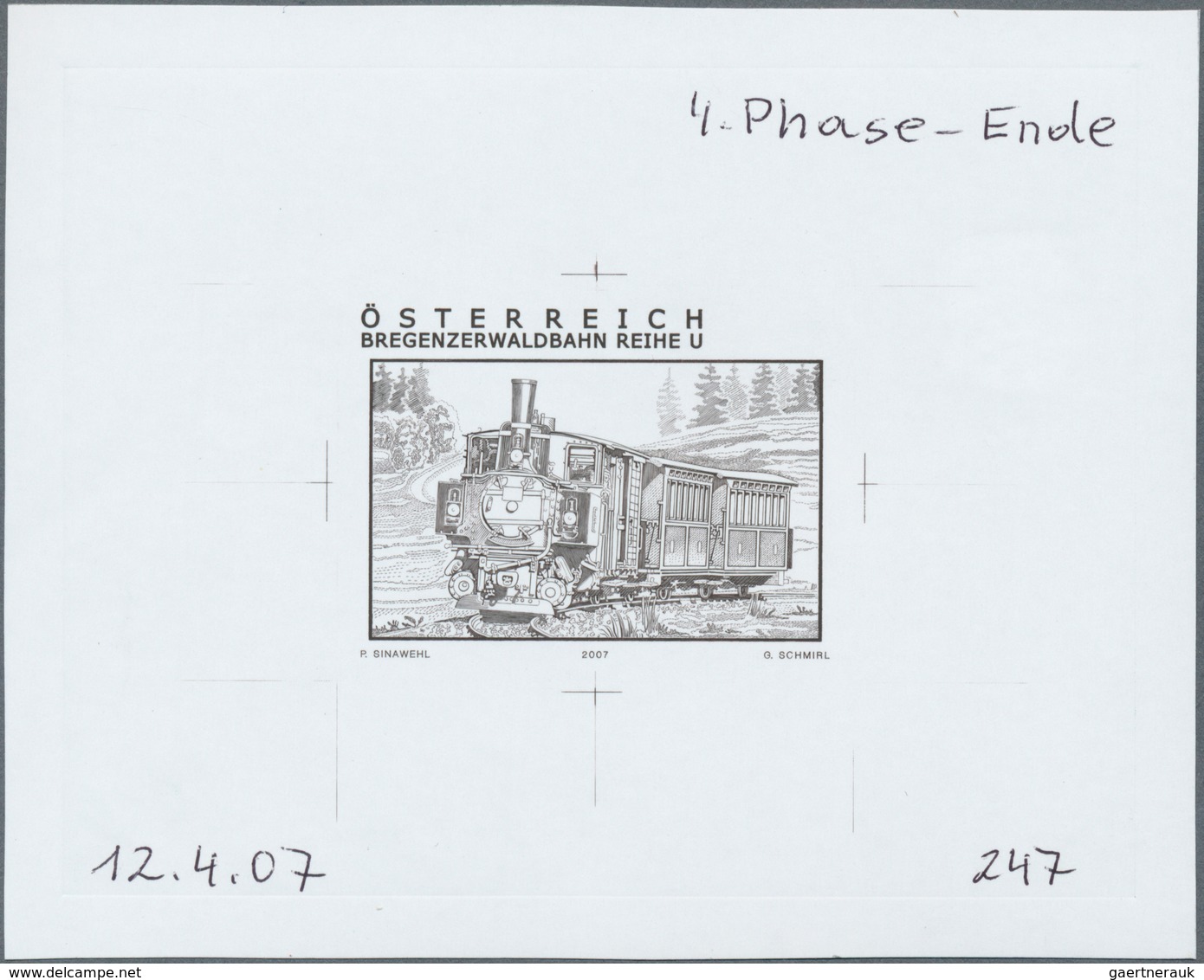 10207 Thematik: Eisenbahn / Railway: 2007, Austria. Proof In Black (marked As 4th Phase/End) For The "Rail - Eisenbahnen