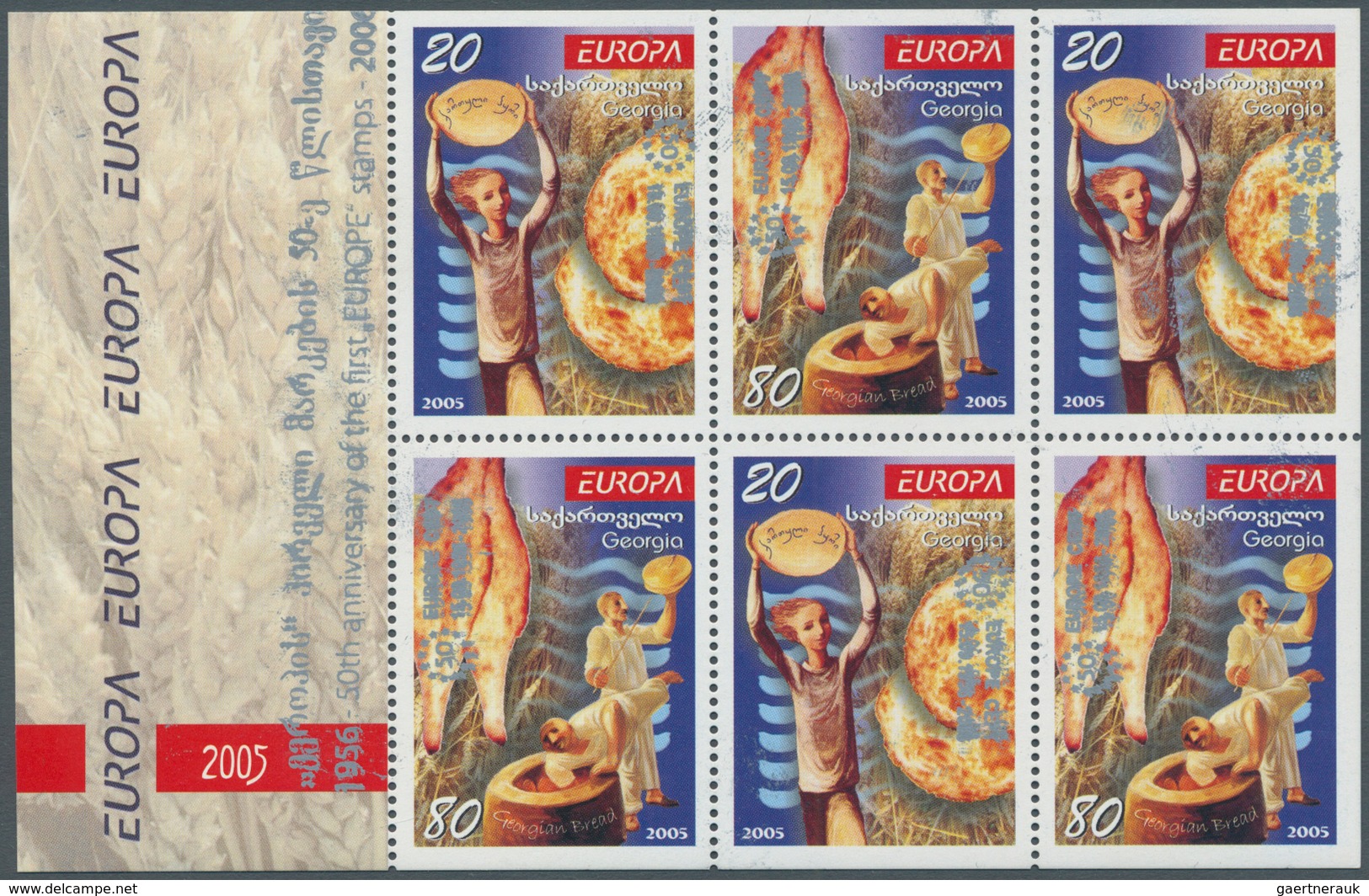 10216 Thematik: Europa / Europe: 2006, GEORGIA: 50 Years Of Europa Stamps Four Complete Booklet Panes Of S - Idées Européennes