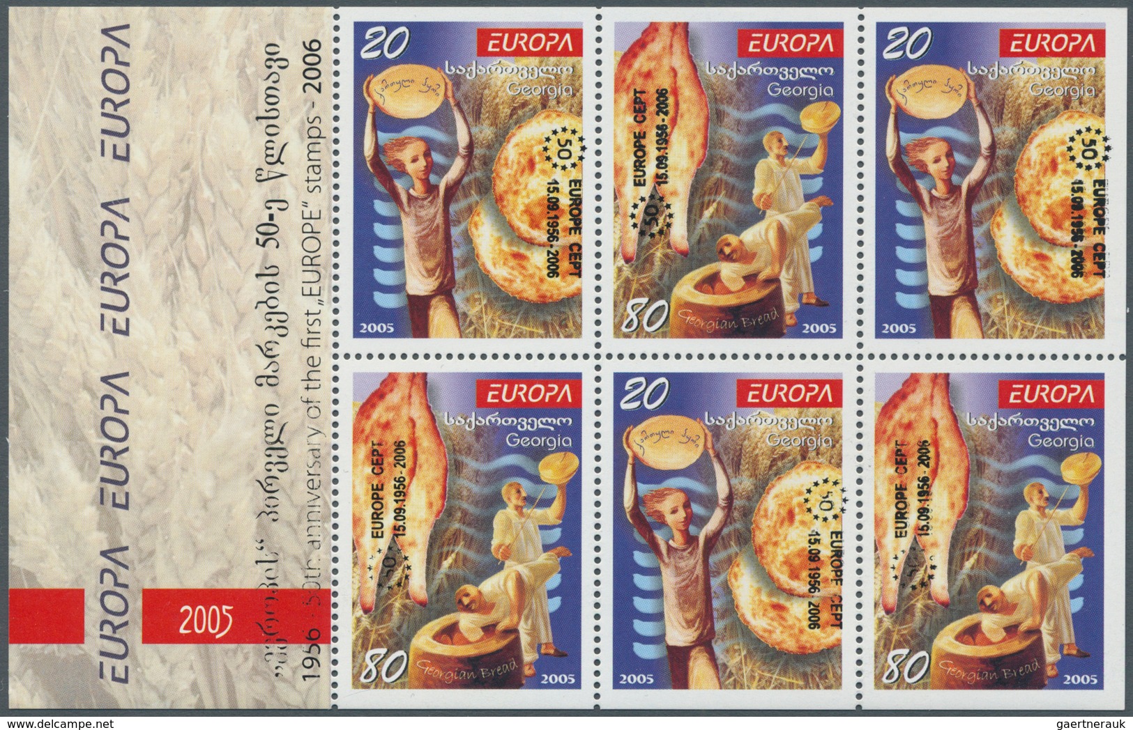 10216 Thematik: Europa / Europe: 2006, GEORGIA: 50 Years Of Europa Stamps Four Complete Booklet Panes Of S - Europäischer Gedanke