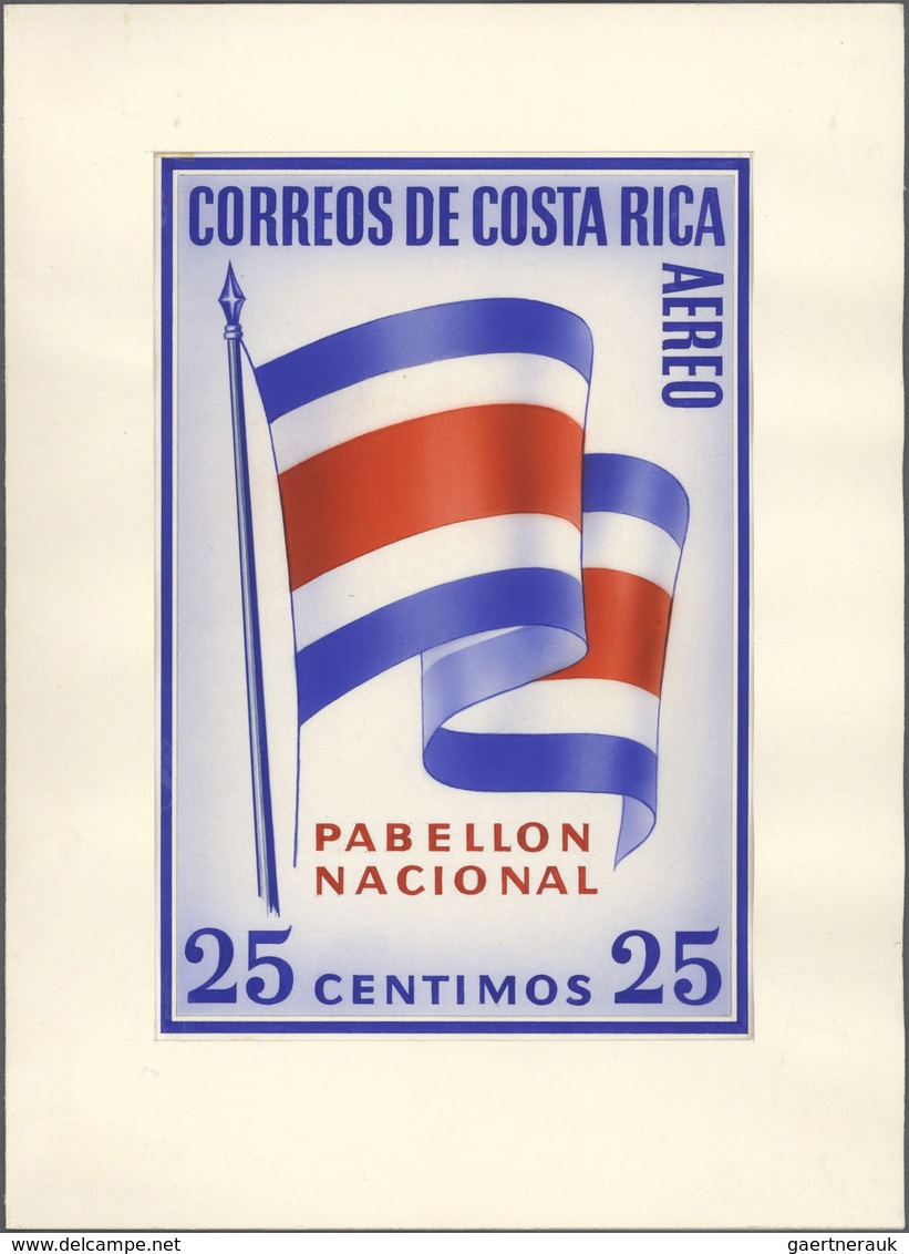 10223 Thematik: Flaggen / Flags: 1960s (approx), Costa Rica. Artist's Drawing For An 25c Airmail Stamp "Pa - Autres & Non Classés