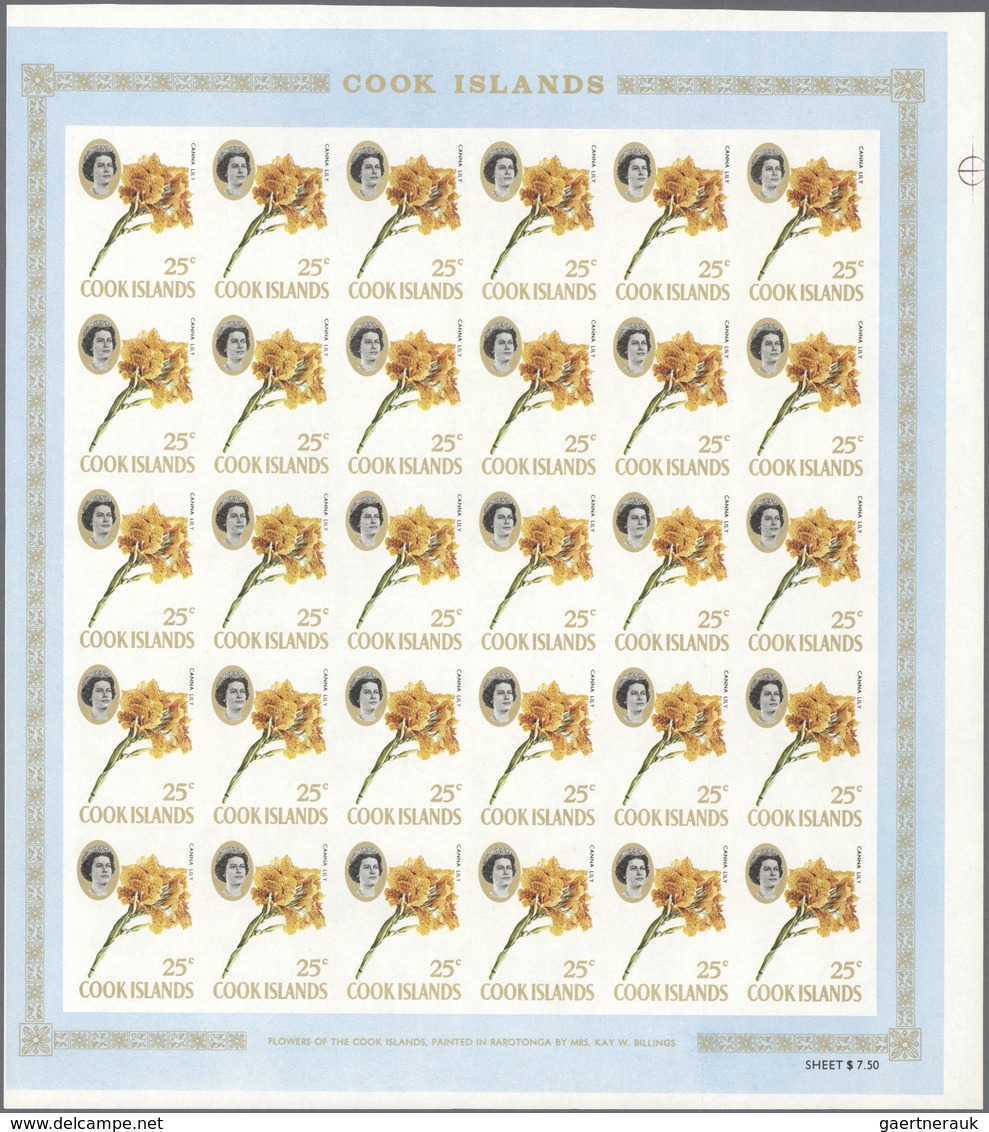 10232 Thematik: Flora, Botanik / flora, botany, bloom: 1967, COOK ISLANDS: Flowers and QEII complete set o