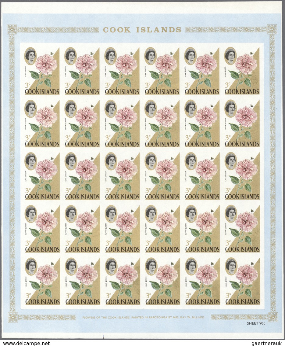 10232 Thematik: Flora, Botanik / flora, botany, bloom: 1967, COOK ISLANDS: Flowers and QEII complete set o