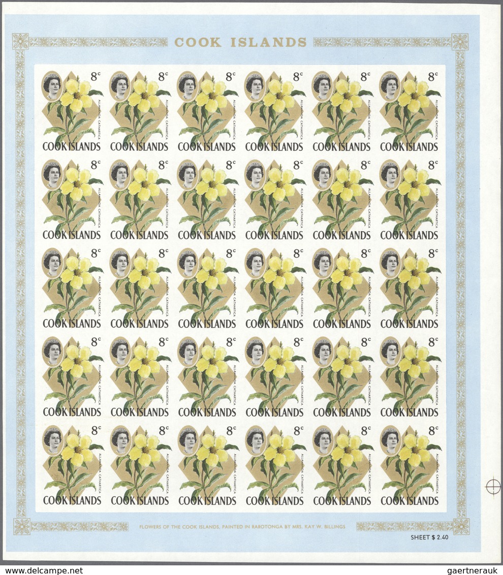 10232 Thematik: Flora, Botanik / flora, botany, bloom: 1967, COOK ISLANDS: Flowers and QEII complete set o